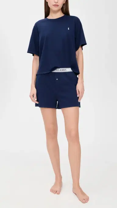 Polo Ralph Lauren Short Sleeve Short Pajama Set Navy | Thumbnail 2