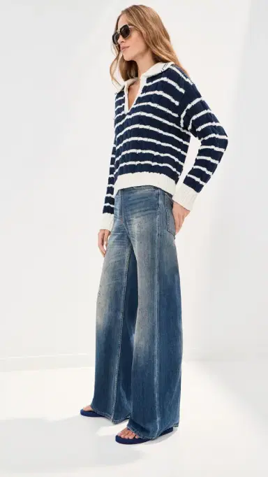 LE BOP Logan Polo Sweater Midnight Stripe L | Thumbnail 5