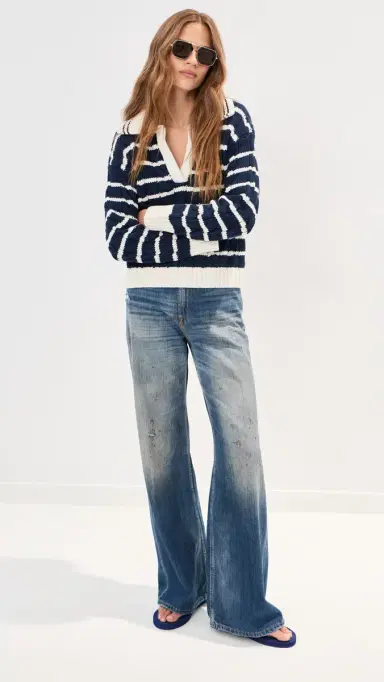 LE BOP Logan Polo Sweater Midnight Stripe L | Thumbnail 6