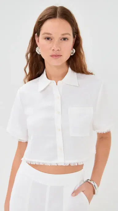 Simkhai Solange Short Sleeve Cropped Shirt White M | Thumbnail 2 Simkhai Solange Short Sleeve Cropped Shirt White M | Thumbnail 2