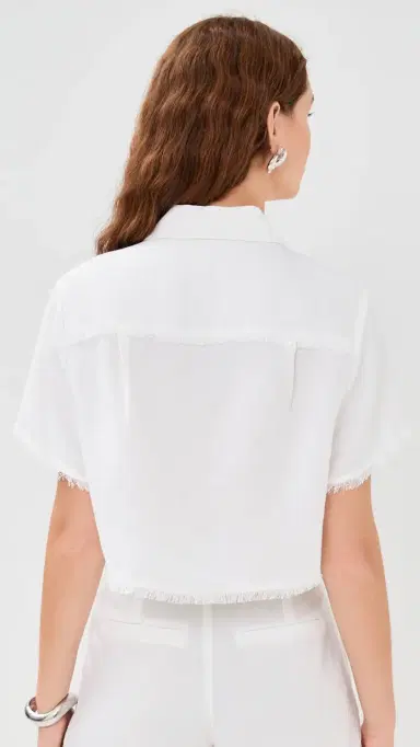 Simkhai Solange Short Sleeve Cropped Shirt White M | Thumbnail 3 Simkhai Solange Short Sleeve Cropped Shirt White M | Thumbnail 3