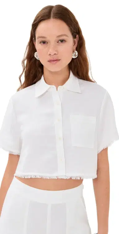 Simkhai Solange Short Sleeve Cropped Shirt White M | Thumbnail 1 Simkhai Solange Short Sleeve Cropped Shirt White M | Thumbnail 1