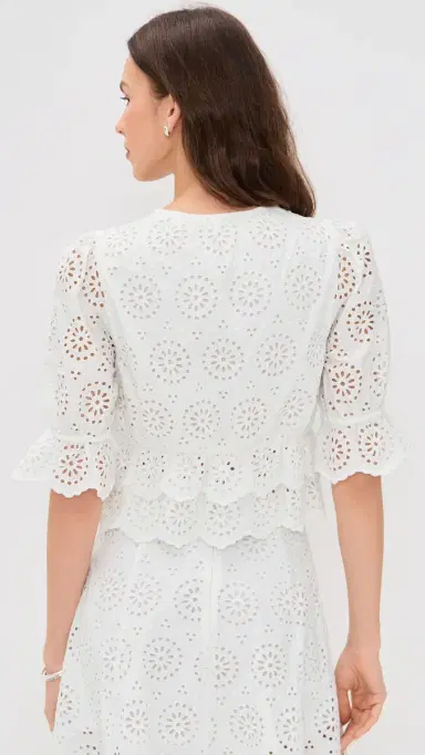 FRAME The Solstice Eyelet Blouse White | Thumbnail 3
