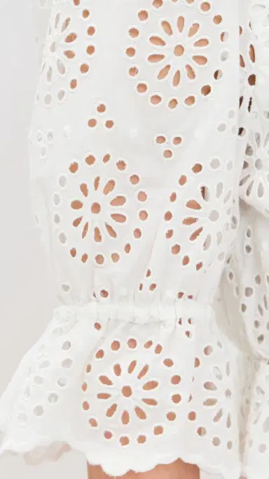 FRAME The Solstice Eyelet Blouse White | Thumbnail 6