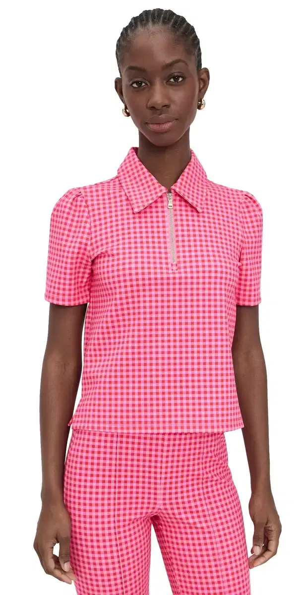 Ponte Virginian Polo Top Rose Check