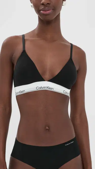 Calvin Klein Underwear Icon Cotton Lightly Lined Triangle Bralette Black | Thumbnail 2 Calvin Klein Underwear Icon Cotton Lightly Lined Triangle Bralette Black | Thumbnail 2