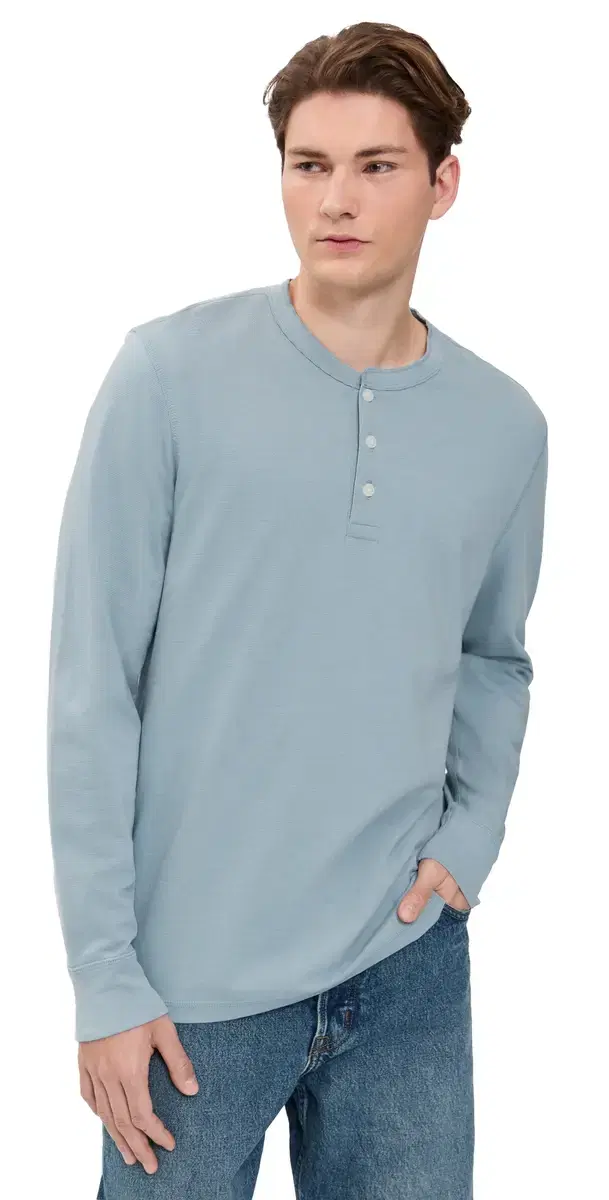 Waffle Henley Alaskan Blue