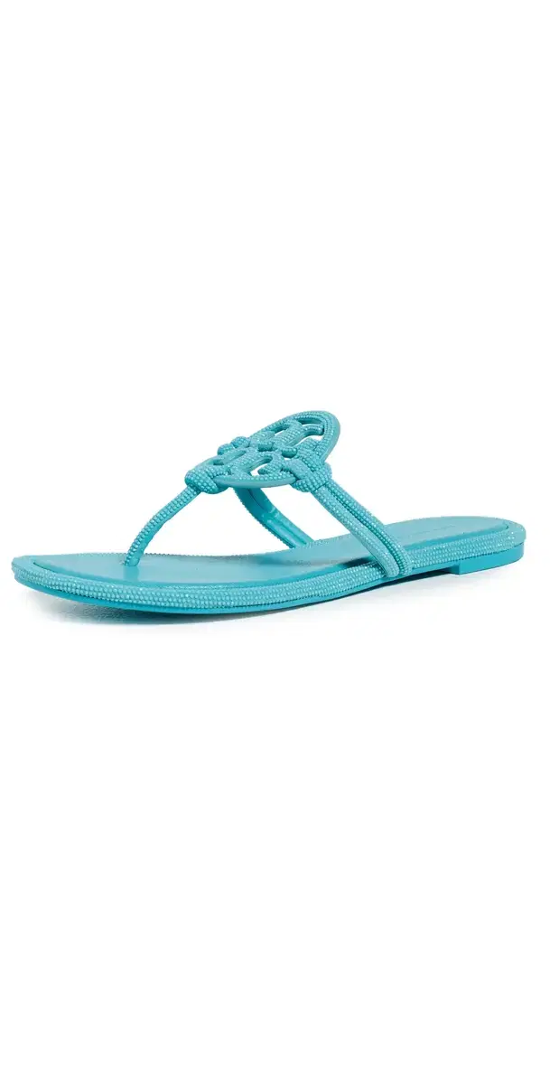 Miller Knotted Pave Sandals Soft Turquoise