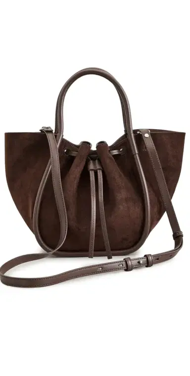 Proenza Schouler Small Ruched Tote In Soft Suede Chocolate | Thumbnail 1 Proenza Schouler Small Ruched Tote In Soft Suede Chocolate | Thumbnail 1