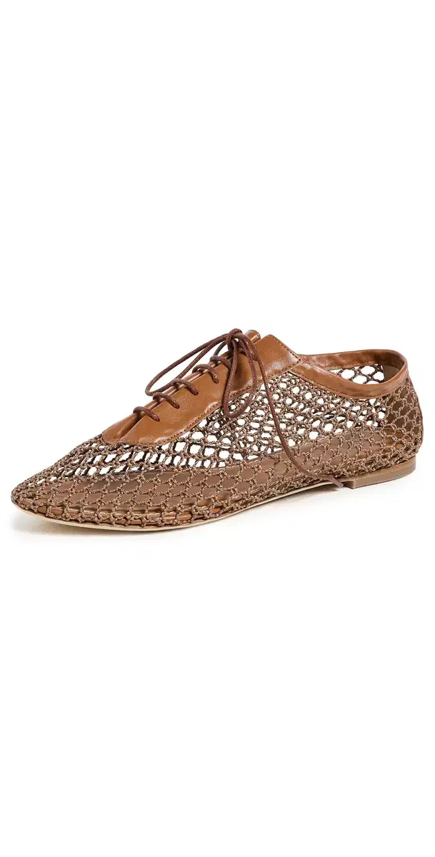 STAUD Kit Lace Up Flats Tan