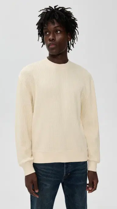 Madewell Waffle-Knit Sweatshirt Antique Cream | Thumbnail 2