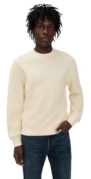 Madewell Waffle-Knit Sweatshirt Antique Cream | Thumbnail 1