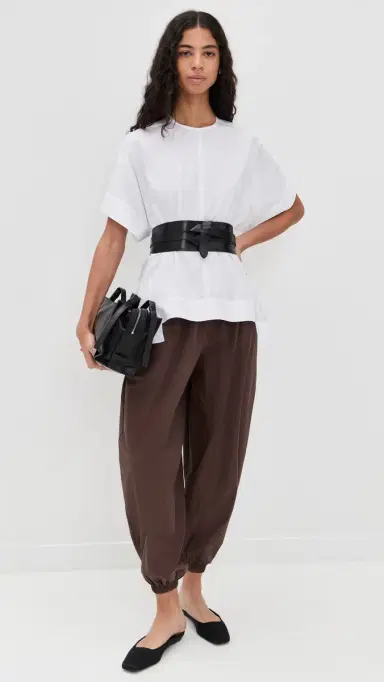 LE BOP Andi Oversized Poplin Balloon Pants Brown S | Thumbnail 2