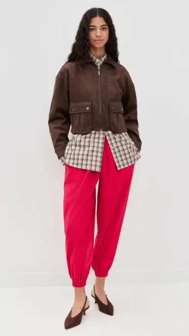 LE BOP Andi Oversized Poplin Balloon Pants Red S | Thumbnail 5
