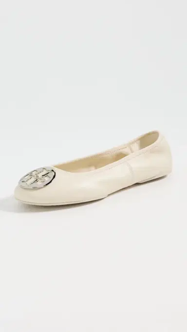 Tory Burch Reva Travel Ballet Flats Light Cream/Silver 8 | Thumbnail 2