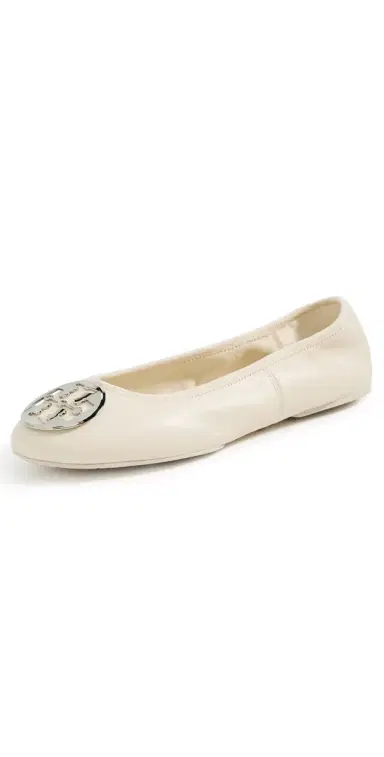 Tory Burch Reva Travel Ballet Flats Light Cream/Silver 8 | Thumbnail 1