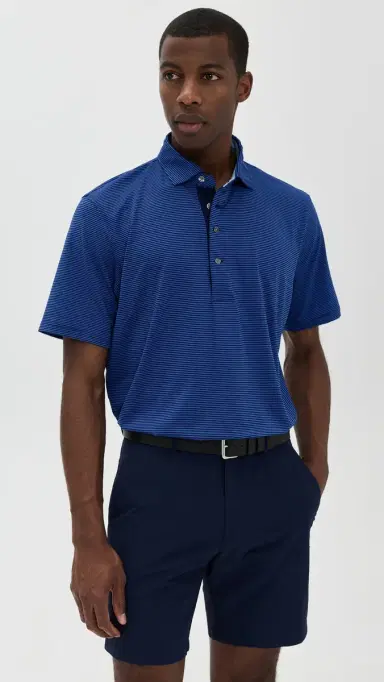 Greyson Saranac Striped Polo Dart/Maltese Blue | Thumbnail 2