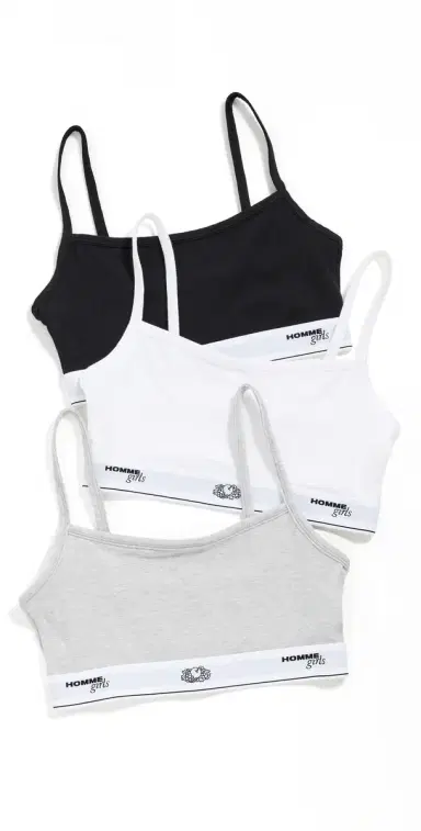 Hommegirls Homme Girls x Fruit of The Loom Cami Bralette 3 Pack Black/Heather Grey/White L | Thumbnail 1 Hommegirls Homme Girls x Fruit of The Loom Cami Bralette 3 Pack Black/Heather Grey/White L | Thumbnail 1