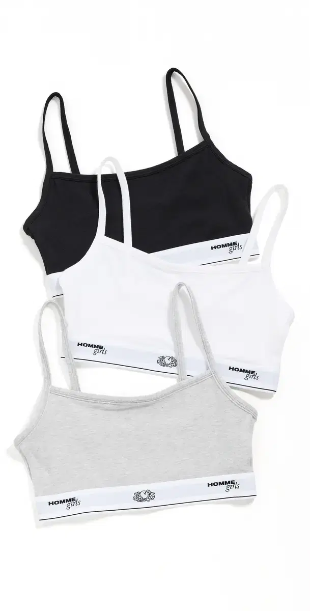 HOMMEGIRLS Homme Girls x Fruit of The oom Cami Bralette 3 Pack Black/Heather Grey/White
