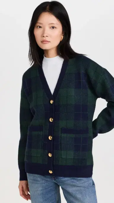 English Factory Check Cardigan Green Multi S | Thumbnail 2 English Factory Check Cardigan Green Multi S | Thumbnail 2