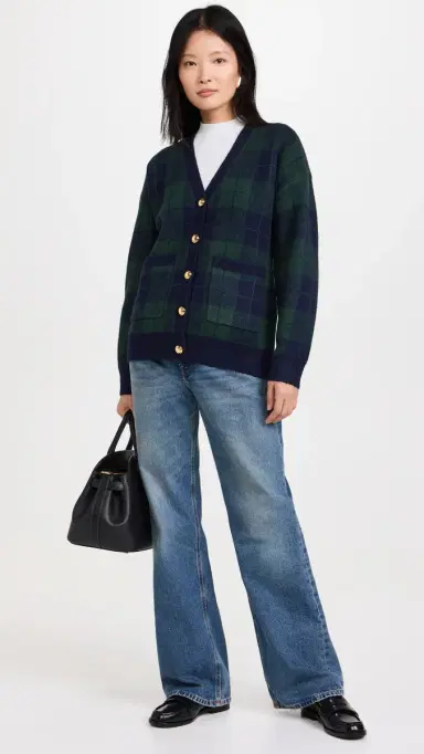 English Factory Check Cardigan Green Multi S | Thumbnail 5 English Factory Check Cardigan Green Multi S | Thumbnail 5