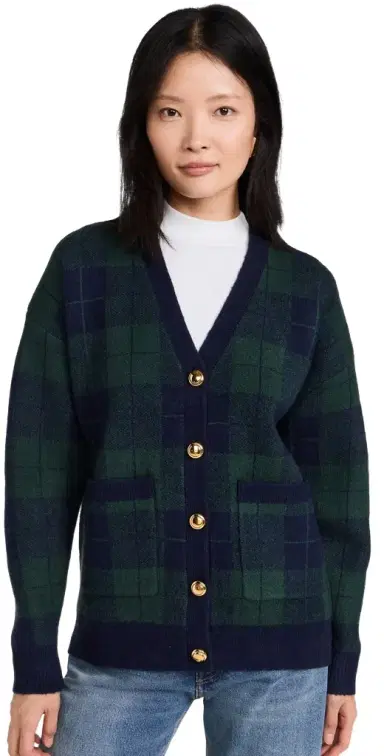 English Factory Check Cardigan Green Multi S | Thumbnail 1 English Factory Check Cardigan Green Multi S | Thumbnail 1