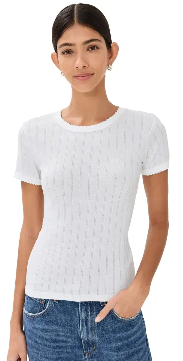 Leset Pointelle hort leeve Tee White