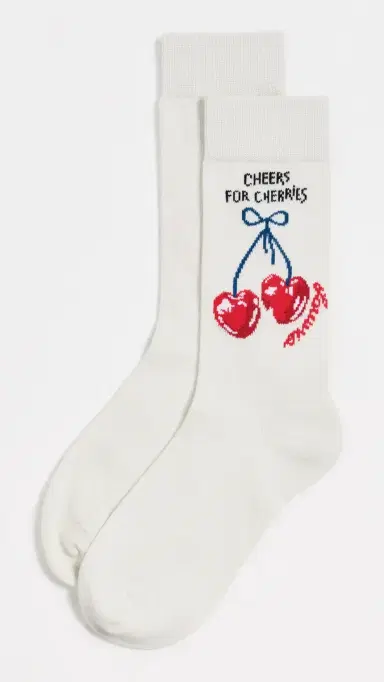 Farm Rio Socks Ivory Cherrie One Size | Thumbnail 2
