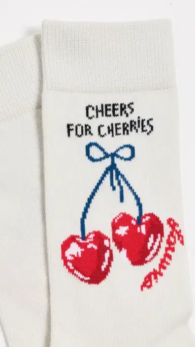 Farm Rio Socks Ivory Cherrie One Size | Thumbnail 3