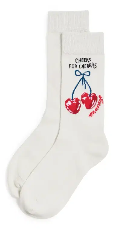 Farm Rio Socks Ivory Cherrie One Size | Thumbnail 1