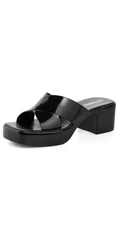 Jeffrey Campbell Bubblegum Jelly Block Sandals Black Shiny 8 | Thumbnail 1
