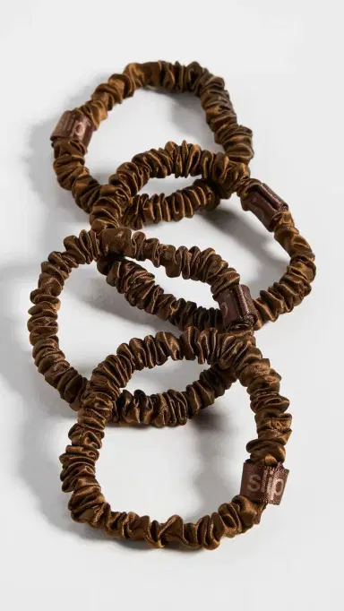 Slip Skinny Silk Scrunchies Set of 4 Dark Brown One Size | Thumbnail 2