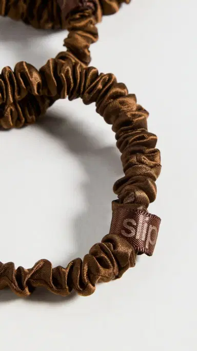 Slip Skinny Silk Scrunchies Set of 4 Dark Brown One Size | Thumbnail 4