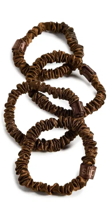 Slip Skinny Silk Scrunchies Set of 4 Dark Brown One Size | Thumbnail 1
