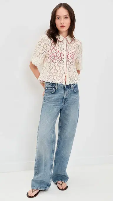 Free People Mannie Lace Button Down Whisper White | Thumbnail 5