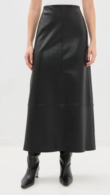 LE BOP Betty Faux Leather Maxi Skirt Black | Thumbnail 2