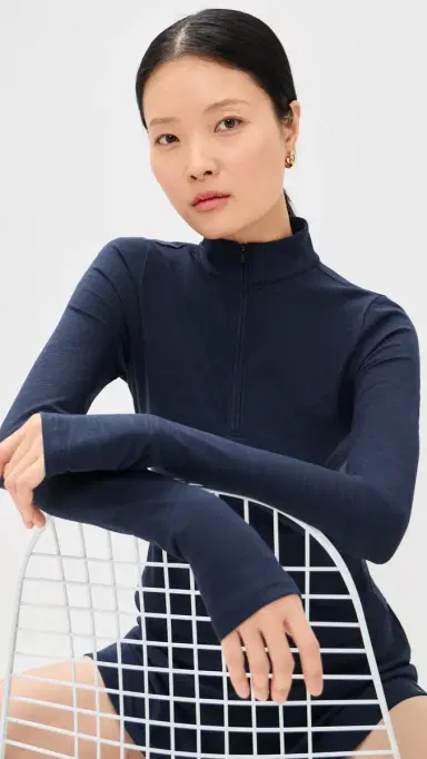 Splits59 Stevie Half Zip Top Heather Indigo XS | Thumbnail 2 Splits59 Stevie Half Zip Top Heather Indigo XS | Thumbnail 2