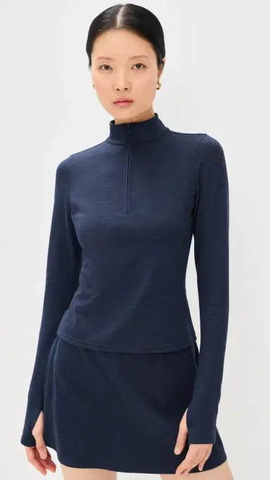 Splits59 Stevie Half Zip Top Heather Indigo XS | Thumbnail 3 Splits59 Stevie Half Zip Top Heather Indigo XS | Thumbnail 3