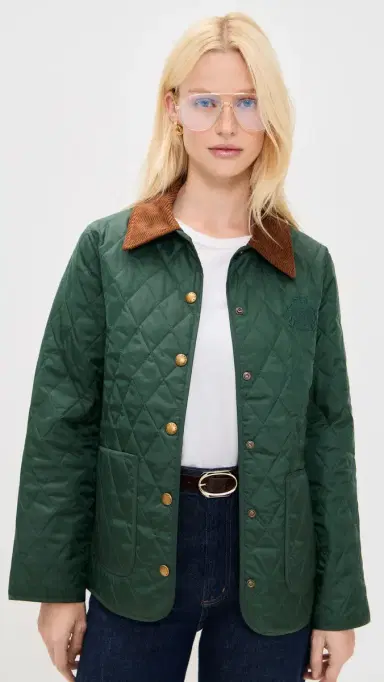 Sporty & Rich New York Crest Nylon Quilted Jacket Forest | Thumbnail 2