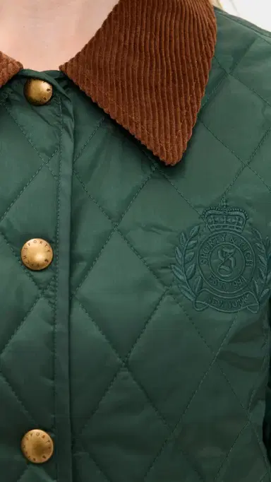 Sporty & Rich New York Crest Nylon Quilted Jacket Forest | Thumbnail 6