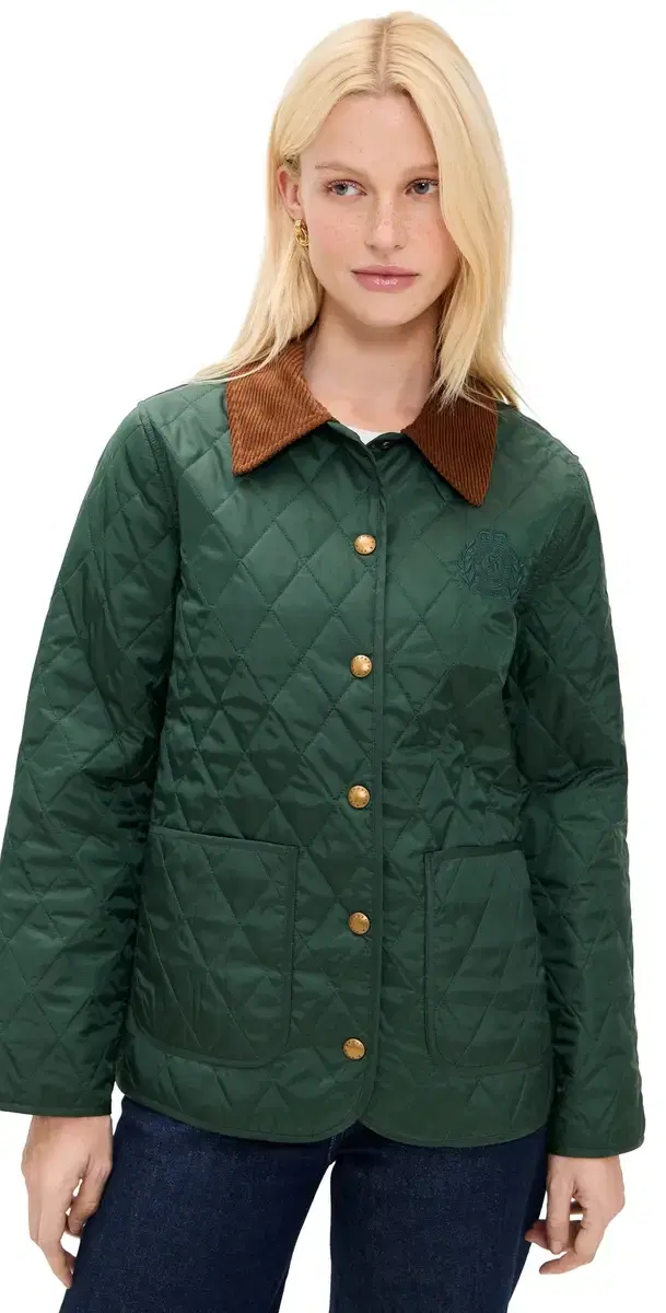 New York Crest Nylon Quilted Jacket Forest