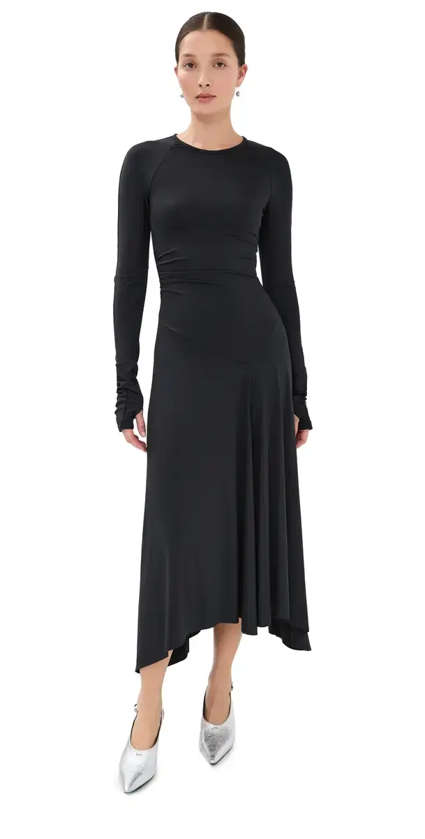 Long Sleeve Midi Dress Black