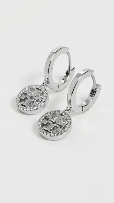 Tory Burch Icon Pavé Clip-On Hoop Earrings | Thumbnail 4