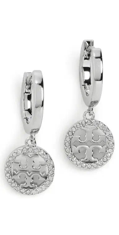 Tory Burch Icon Pavé Clip-On Hoop Earrings | Thumbnail 1