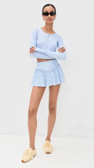 LoveShackFancy Vanina Skort Chilled Blue | Thumbnail 5