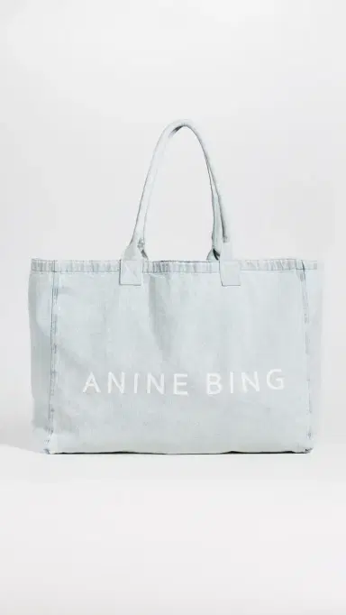 ANINE BING Leo Denim Tote Lucid Blue One Size | Thumbnail 2