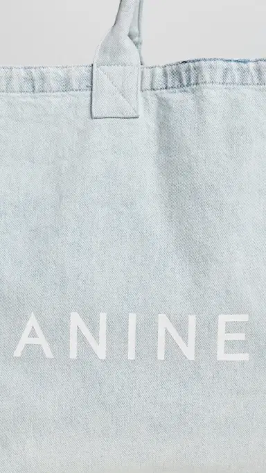 ANINE BING Leo Denim Tote Lucid Blue One Size | Thumbnail 5