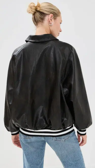 LIONESS Hailey Faux Leather Bomber Jacket Onyx M | Thumbnail 3 LIONESS Hailey Faux Leather Bomber Jacket Onyx M | Thumbnail 3