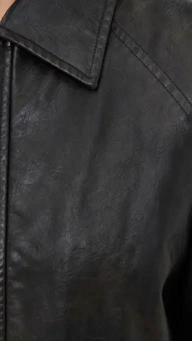 LIONESS Hailey Faux Leather Bomber Jacket Onyx M | Thumbnail 6 LIONESS Hailey Faux Leather Bomber Jacket Onyx M | Thumbnail 6