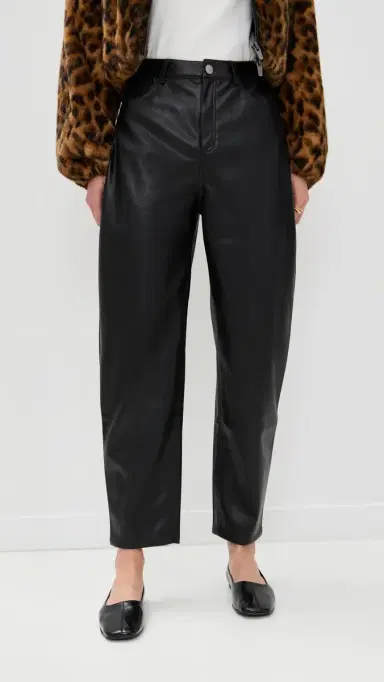 LE BOP Dakota Faux Leather Barrel Pants Black | Thumbnail 2